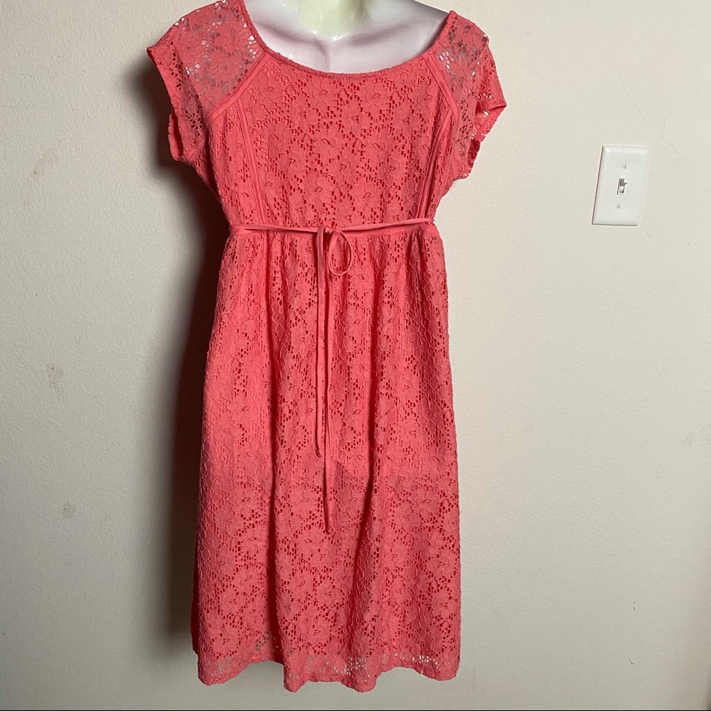 Motherhood Maternity Lace Short Sleeve Dress
